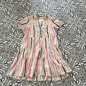 Striped Multicolor Short Sleeve Dress